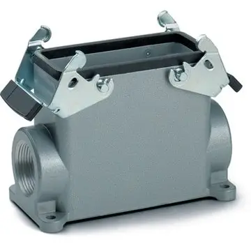 Surface mount housing, size HB24, aluminum alloy, 2 x M25/M32, angled, cross bow locking, IP65, 79136400 - 1
