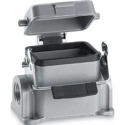 Surface mount housing, size HB6, aluminum alloy, 2 x M20/M25, angled, longitudinal bow locking, IP65, 19009000