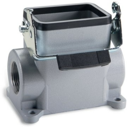 Surface mount housing, size HB6, aluminum alloy, M25/M32, angled, longitudinal bow locking, IP65, 79005200