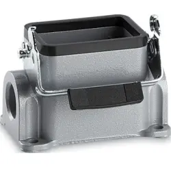 Surface mount housing, size HB6, aluminum alloy, 2 x M20/M25, angled, longitudinal bow locking, IP65, 19006000