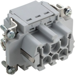 Socket contact insert, H-B 6, 6 pole, push-in, with PE contact, 44423201