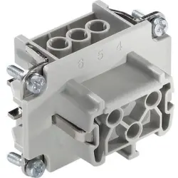 Socket contact insert, H-B 6, 6 pole, screw connection, with PE contact, 10191000