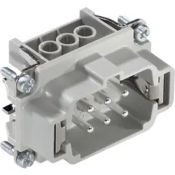 Pin contact insert, H-B 6, 6 pole, screw connection, with PE contact, 10190000