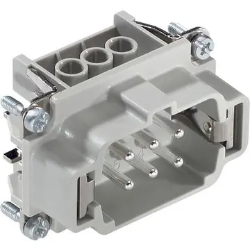 Pin contact insert, H-B 6, 6 pole, screw connection, with PE contact, 10190000 - 1