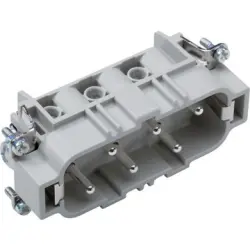 Pin contact insert, H-B 16, 6 pole, equipped, screw connection, with PE contact, 10170000