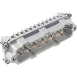 Pin contact insert, H-B 24, 12 pole, screw connection, with PE contact, 10270010