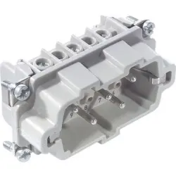 Pin contact insert, H-B 10, 5 pole, screw connection, with PE contact, 10210010