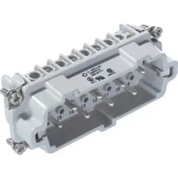 Pin contact insert, H-B 16, 8 pole, screw connection, with PE contact, 10239110