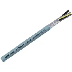PVC connection and control cable ÖLFLEX CHAIN 809 CY 4 G 4.0 mm², AWG 12, shielded, gray, 1026788/100