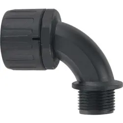 90° hose screw fitting, M20, 21 mm, PA, IP66, black, (L) 40 mm, 55507075