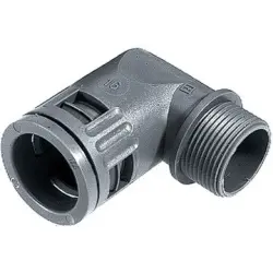 90° hose screw fitting, PG13.5, 18.5 mm, PA, IP68/IP69, gray, (L) 46 mm, 56000100