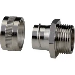 Straight hose screw fitting, M20, 16 mm, stainless steel/brass, nickel-plated, IP40, metal, (L) 25 mm, 55503171