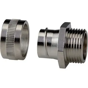 Straight hose screw fitting, M32, 32 mm, stainless steel/brass, nickel-plated, IP40, metal, (L) 36.8 mm, 55503205 - 1