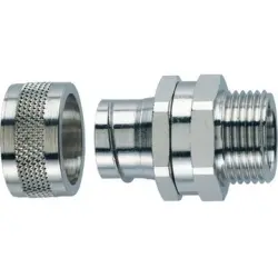 Straight hose screw fitting, PG9, 12 mm, brass, nickel-plated, IP54, metal, (L) 32.2 mm, 55502720