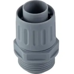 Straight hose screw fitting, M20, 17 mm, PP, IP54, gray, (L) 42 mm, 55501420