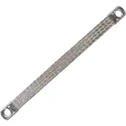 Grounding strap, copper, tin-plated, 6.0 mm², (L x W) 210 x 11 mm, hole Ø M6, 4571196
