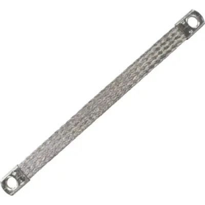 Grounding strap, copper, tin-plated, 6.0 mm², (L x W) 310 x 11 mm, hole Ø M6, 4571197 - 1