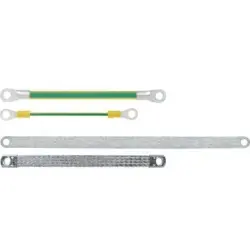 Grounding strap, copper, tin-plated, 25 mm², (L) 300 mm, hole Ø M8, 4571137