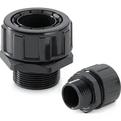 Straight hose screw fitting, PG16, PA, IP65/IP67, black, (L) 40 mm, 55502473