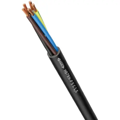 Rubber connection cable H07RN-F 1 x 6.0 mm², unshielded, black, 1600098 - 1