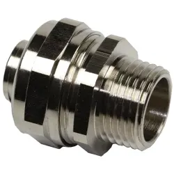 Straight hose screw fitting, NPT 1/2", brass, nickel-plated, IP67, metal, (L) 35 mm, 61803832