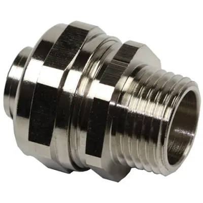 Straight hose screw fitting, NPT 1/2", brass, nickel-plated, IP67, metal, (L) 35 mm, 61803832 - 1
