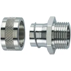 Straight hose screw fitting, 2 pieces, M12, 10 mm, brass, nickel-plated, IP54, metal, (L) 21 mm, 55501981