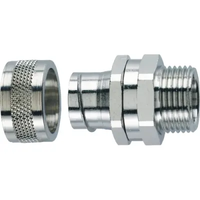 Straight hose screw fitting, 2 pieces, M16, 12 mm, brass, nickel-plated, IP54, metal, (L) 32.2 mm, 55502003 - 1