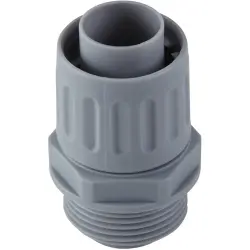 Hose screw fitting, PG7, 10 mm, PP, IP54, gray, (L) 38 mm, 55000000