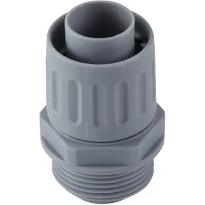 Hose screw fitting, PG9, 14 mm, PP, IP54, gray, (L) 39.5 mm, 55000010 - 1
