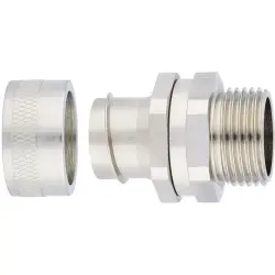 Straight hose screw fitting, 2 pieces, M12, 12 mm, brass, nickel-plated, IP54, metal, (L) 26 mm, 55503602