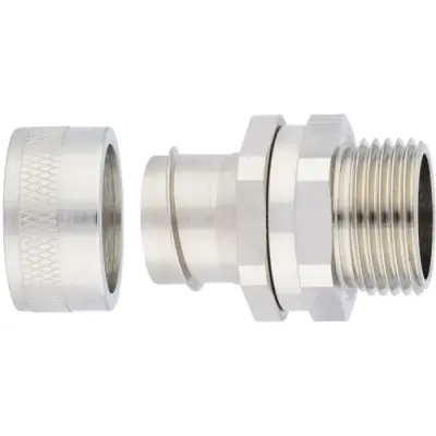 Straight hose screw fitting, 2 pieces, M16, 16 mm, brass, nickel-plated, IP68, metal, (L) 30 mm, 55503625 - 1