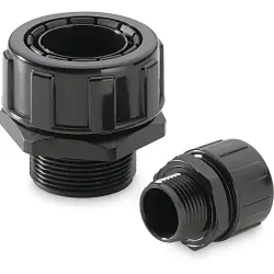 Straight hose screw fitting, M32, PA, IP65/IP68, black, (L) 48 mm, 55502469