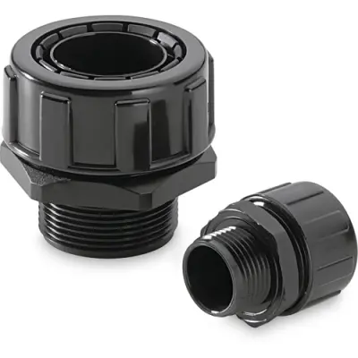 Straight hose screw fitting, M32, PA, IP65/IP68, black, (L) 48 mm, 55502469 - 1