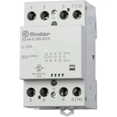 Contactor, 4 pole, 63 A, 400 VAC, 4 Form A (N/O), coil 24 V AC/DC, screw connection, 22.64.0.024.4310 - 1