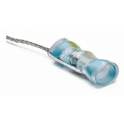 Butt connector with heat shrink insulation, 0.38 mm², AWG 22, transparent blue, 28 mm, 623028-000