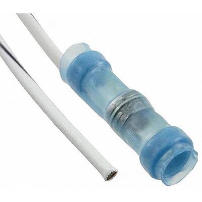 Butt connector with heat shrink insulation, 0.61 mm², AWG 20, transparent blue, 16.5 mm, 174414-000 - 1