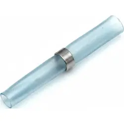 Butt connector with heat shrink insulation, transparent blue, 27.6 mm, 625160-000