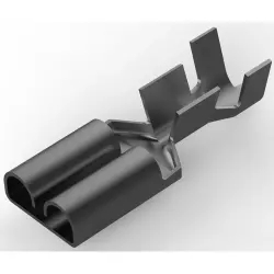 Uninsulated flat plug sleeve, 6.35 x 0.81 mm, 1.03 to 2.62 mm², AWG 17 to 13, brass, tin-plated, 6-160449-5