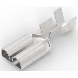 Uninsulated flat plug sleeve, 6.35 x 0.81 mm, 1.03 to 2.62 mm², AWG 17 to 13, phosphor bronze, silver-plated, 6-160449-3