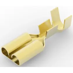 Uninsulated flat plug sleeve, 6.35 x 0.81 mm, 0.82 to 2.08 mm², AWG 18 to 14, brass, 42238-1