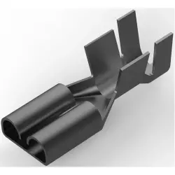 Uninsulated flat plug sleeve, 6.35 x 0.81 mm, 4.0 to 5.2 mm², AWG 11 to 10, brass, tin-plated, 180384-2