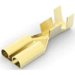 Uninsulated flat plug sleeve, 6.35 x 0.81 mm, 2.1 to 3.31 mm², AWG 14 to 12, brass, 170258-1