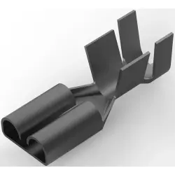 Uninsulated flat plug sleeve, 6.35 x 0.81 mm, 4.0 to 6.63 mm², AWG 11 to 9, brass, tin-plated, 180351-2