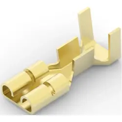 Uninsulated flat plug sleeve, 6.35 x 0.81 mm, 1.31 to 3.31 mm², AWG 16 to 12, brass, 63757-1