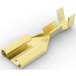 Uninsulated flat plug sleeve, 6.35 x 0.81 mm, 0.32 to 0.82 mm², AWG 22 to 18, brass, 42510-1