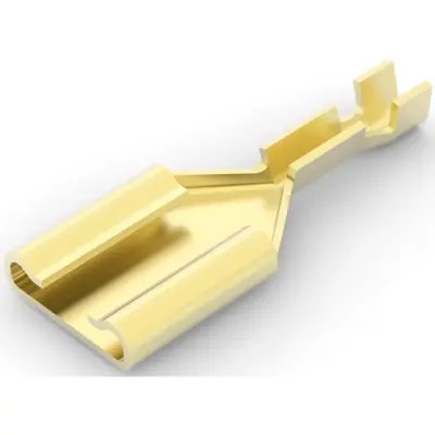 Uninsulated flat plug sleeve, 6.35 x 0.81 mm, 0.12 to 0.32 mm², AWG 26 to 22, brass, 61202-1 - 1