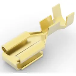 Uninsulated flat plug sleeve, 6.35 x 0.81 mm, 0.82 to 2.08 mm², AWG 18 to 14, brass, 60279-1