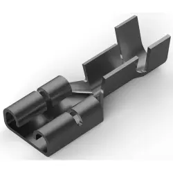 Uninsulated flat plug sleeve, 6.35 x 0.81 mm, 0.82 to 2.08 mm², AWG 18 to 14, brass, tin-plated, 63537-2