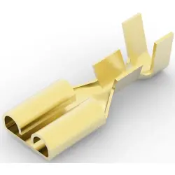 Uninsulated flat plug sleeve, 6.35 x 0.81 mm, 0.32 to 0.82 mm², AWG 22 to 18, brass, 42198-1